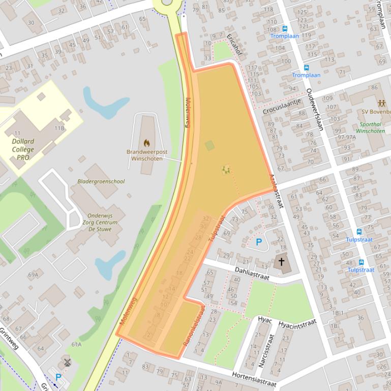 Kaart van postcodegebied 9675GL.