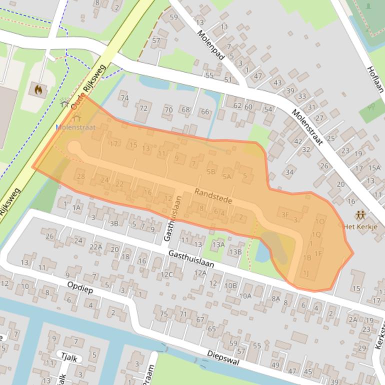 Kaart van postcodegebied 9679KR.