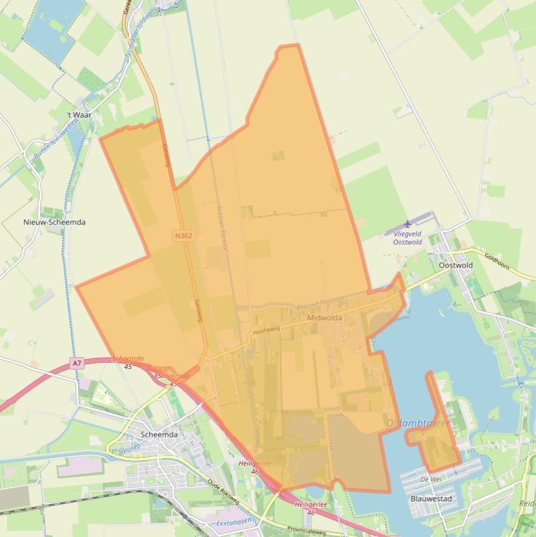 Kaart van postcodegebied 9681.