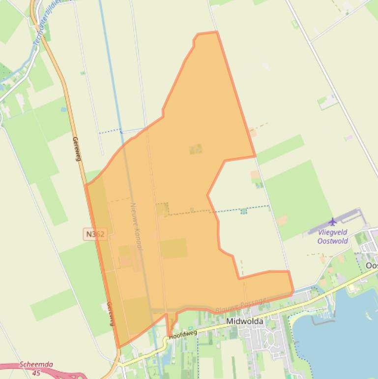 Kaart van postcodegebied 9681TP.