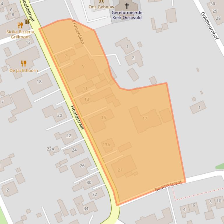 Kaart van postcodegebied 9682PJ.