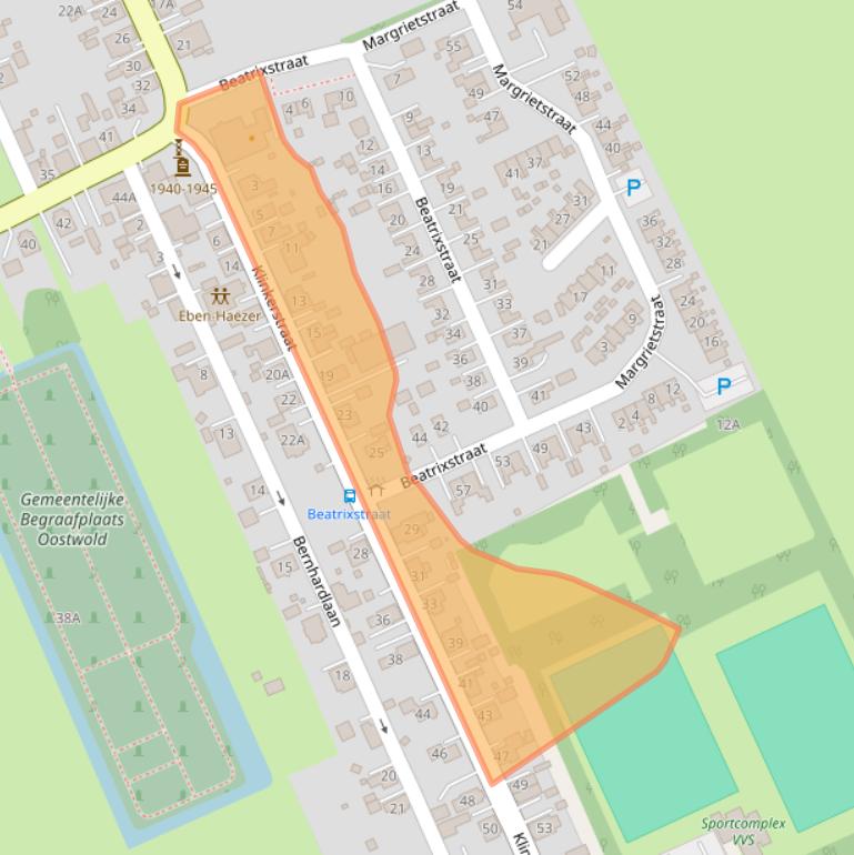 Kaart van postcodegebied 9682RB.