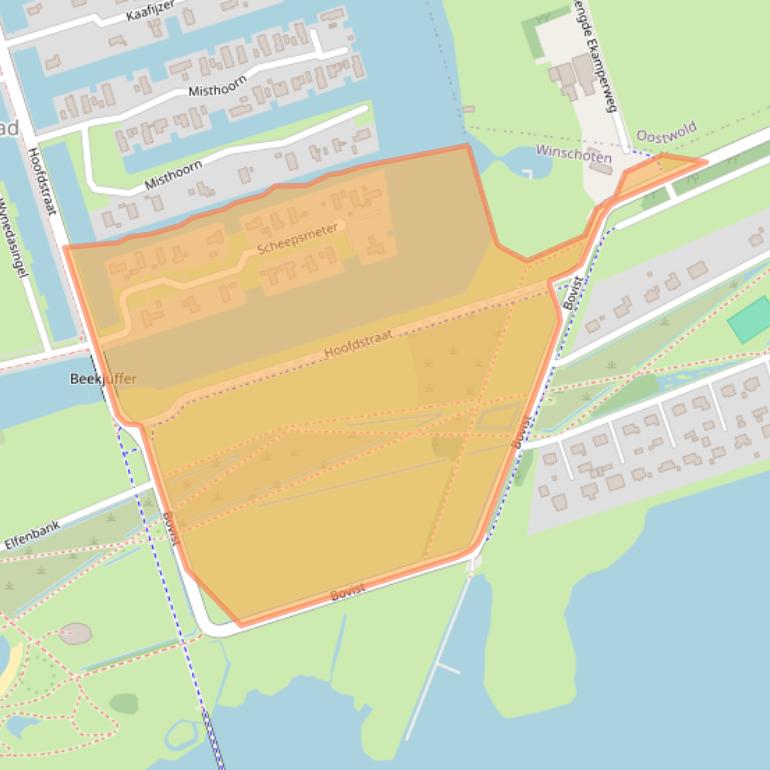 Kaart van postcodegebied 9685CA.