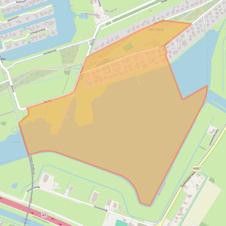 Kaart van postcodegebied 9685EB.