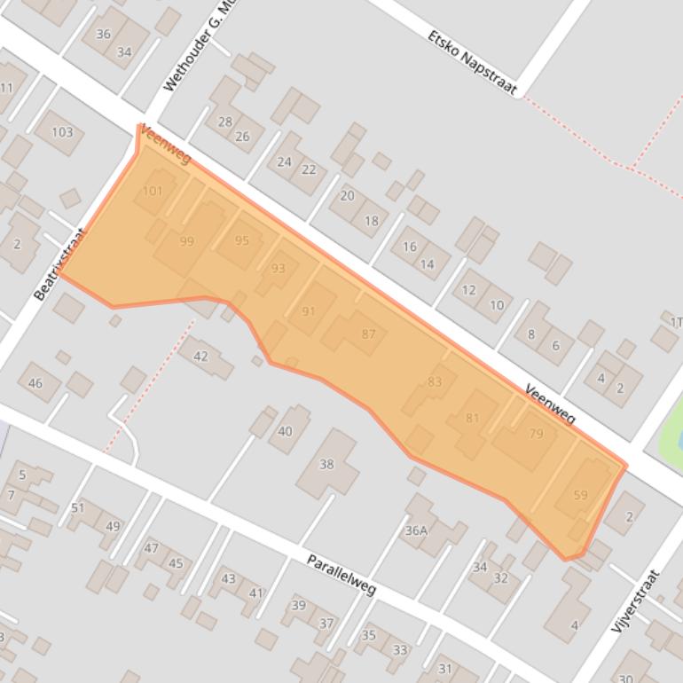 Kaart van postcodegebied 9686SE.