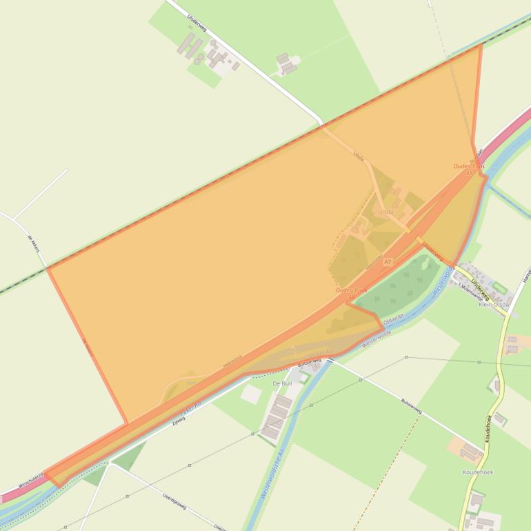 Kaart van postcodegebied 9686XW.