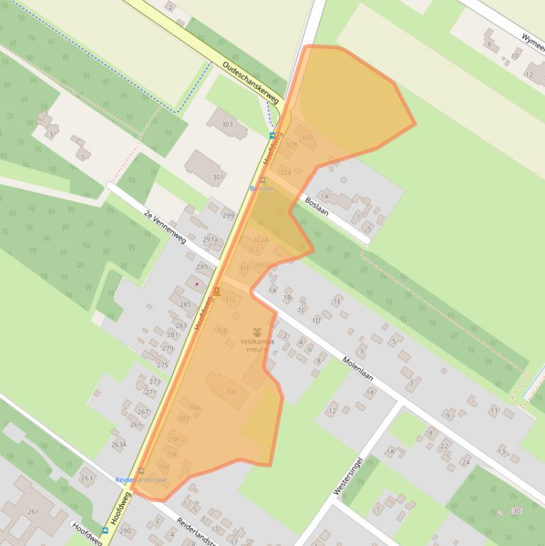 Kaart van postcodegebied 9695AX.