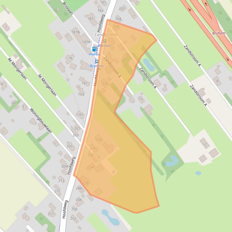 Kaart van postcodegebied 9697NT.