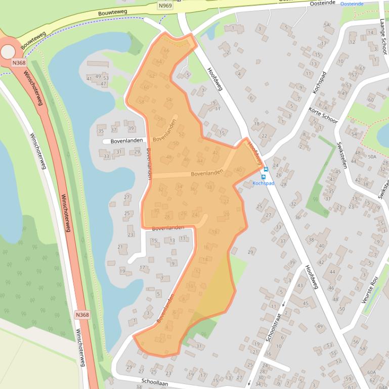 Kaart van postcodegebied 9697NX.