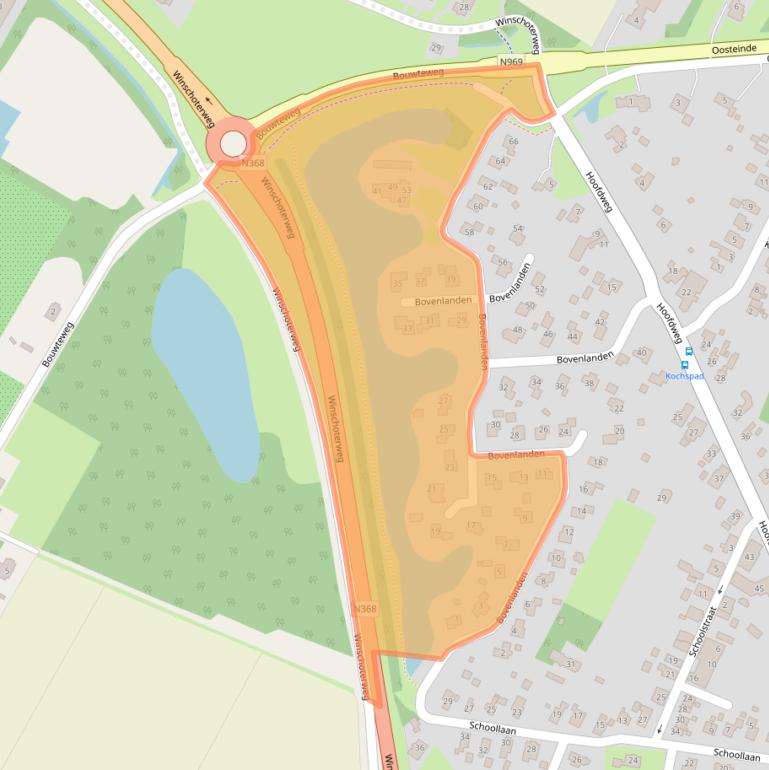 Kaart van postcodegebied 9697NZ.