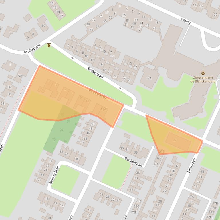 Kaart van postcodegebied 9697RG.