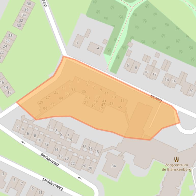 Kaart van postcodegebied 9697RP.