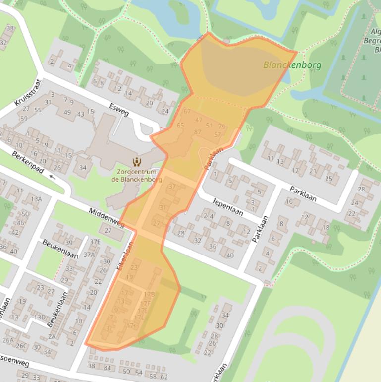 Kaart van postcodegebied 9697RV.