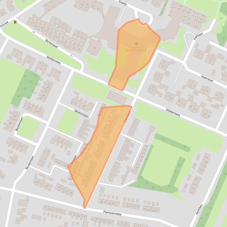 Kaart van postcodegebied 9697RW.