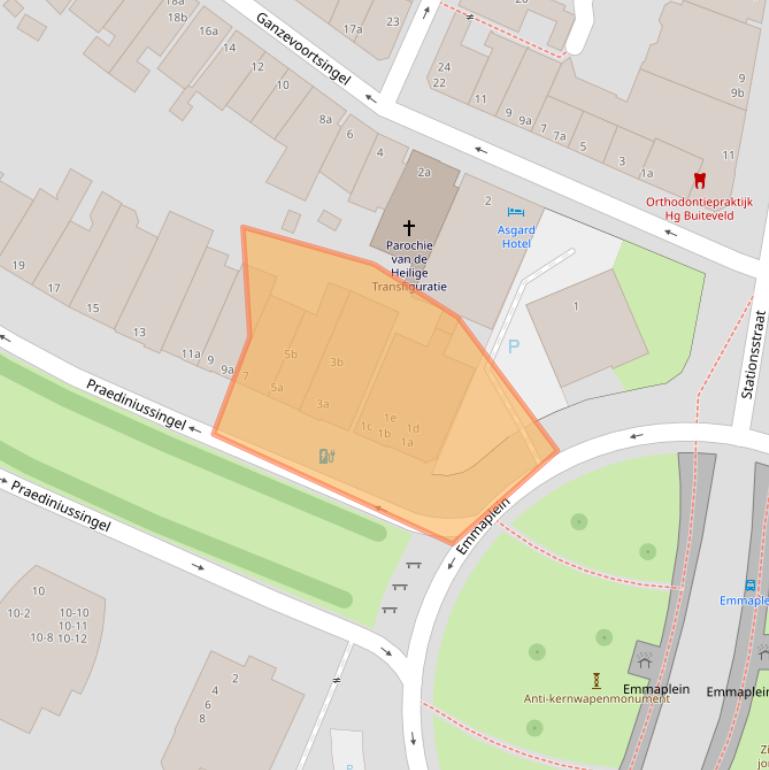 Kaart van postcodegebied 9711AA.