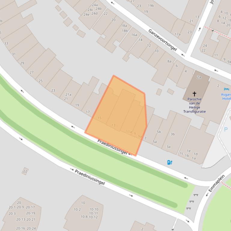 Kaart van postcodegebied 9711AB.