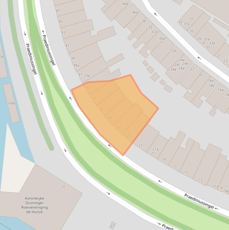 Kaart van postcodegebied 9711AD.