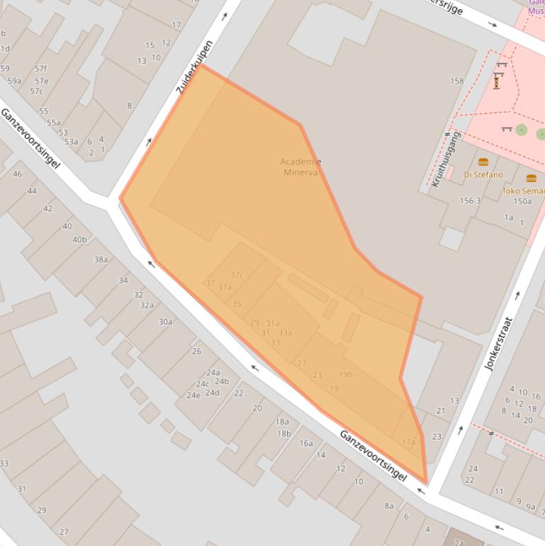 Kaart van postcodegebied 9711AJ.