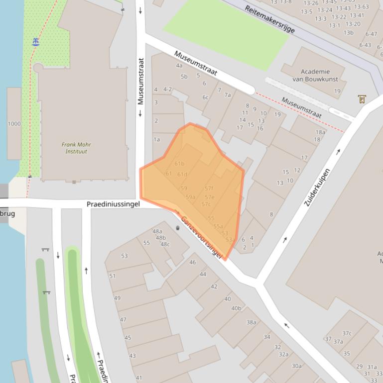 Kaart van postcodegebied 9711AK.