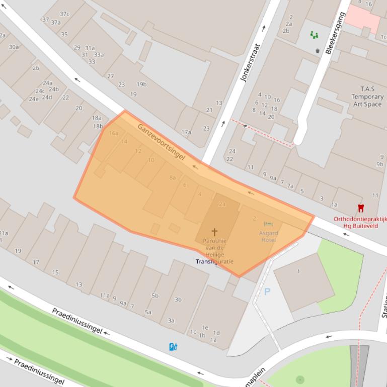 Kaart van postcodegebied 9711AL.