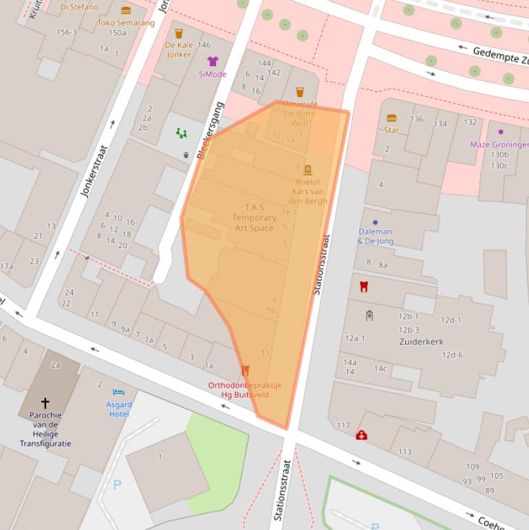 Kaart van postcodegebied 9711AR.