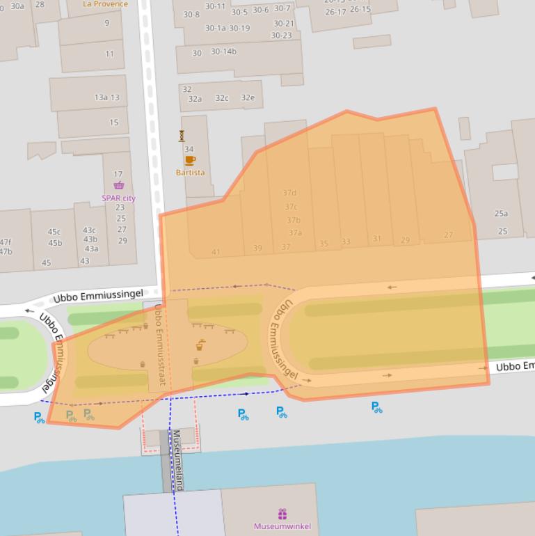 Kaart van postcodegebied 9711BC.