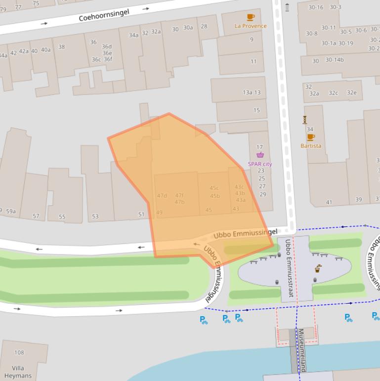 Kaart van postcodegebied 9711BD.