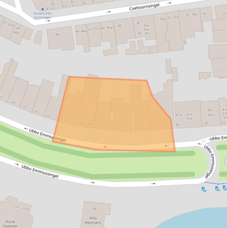 Kaart van postcodegebied 9711BE.