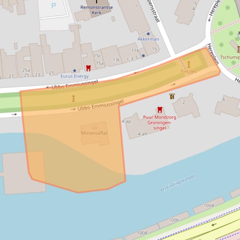 Kaart van postcodegebied 9711BJ.