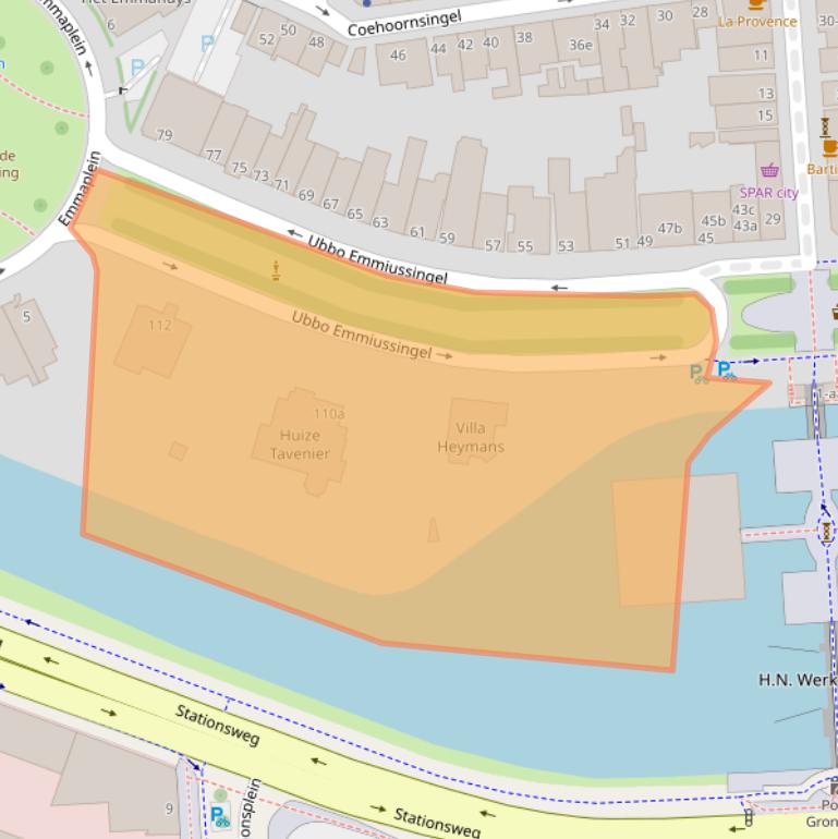 Kaart van postcodegebied 9711BK.
