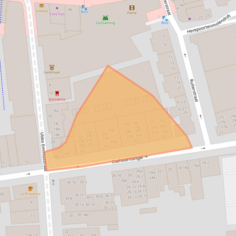 Kaart van postcodegebied 9711BN.