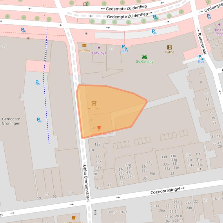 Kaart van postcodegebied 9711CB.