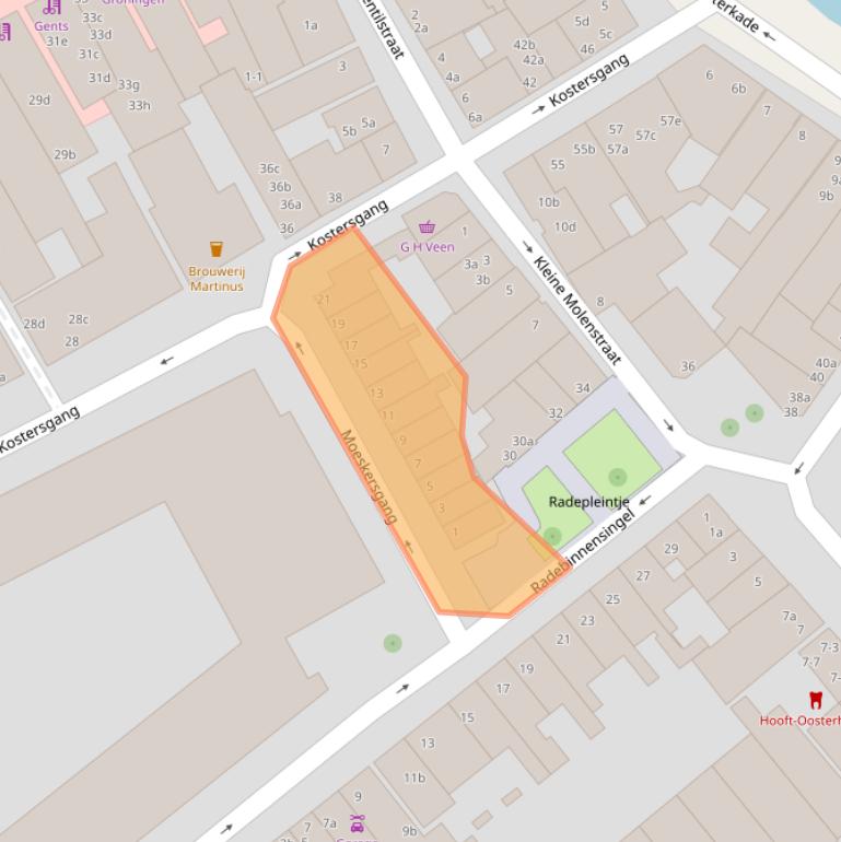 Kaart van postcodegebied 9711CJ.