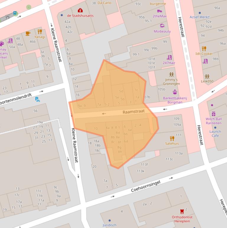 Kaart van postcodegebied 9711CK.