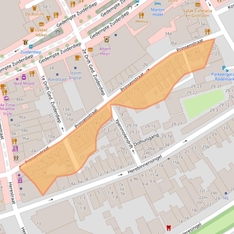 Kaart van postcodegebied 9711CL.