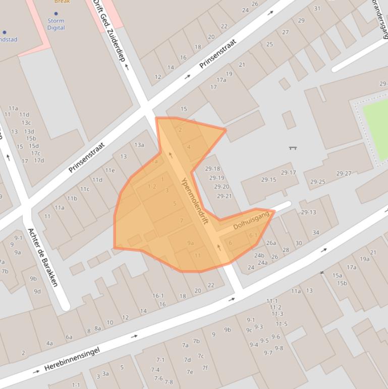 Kaart van postcodegebied 9711CP.