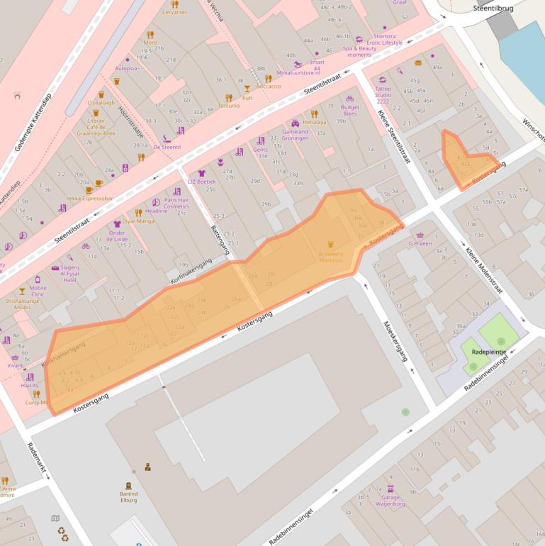 Kaart van postcodegebied 9711CX.