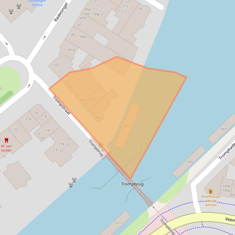 Kaart van postcodegebied 9711EC.