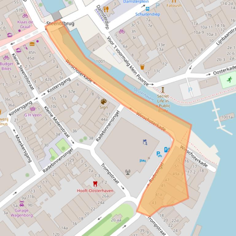 Kaart van postcodegebied 9711EH.