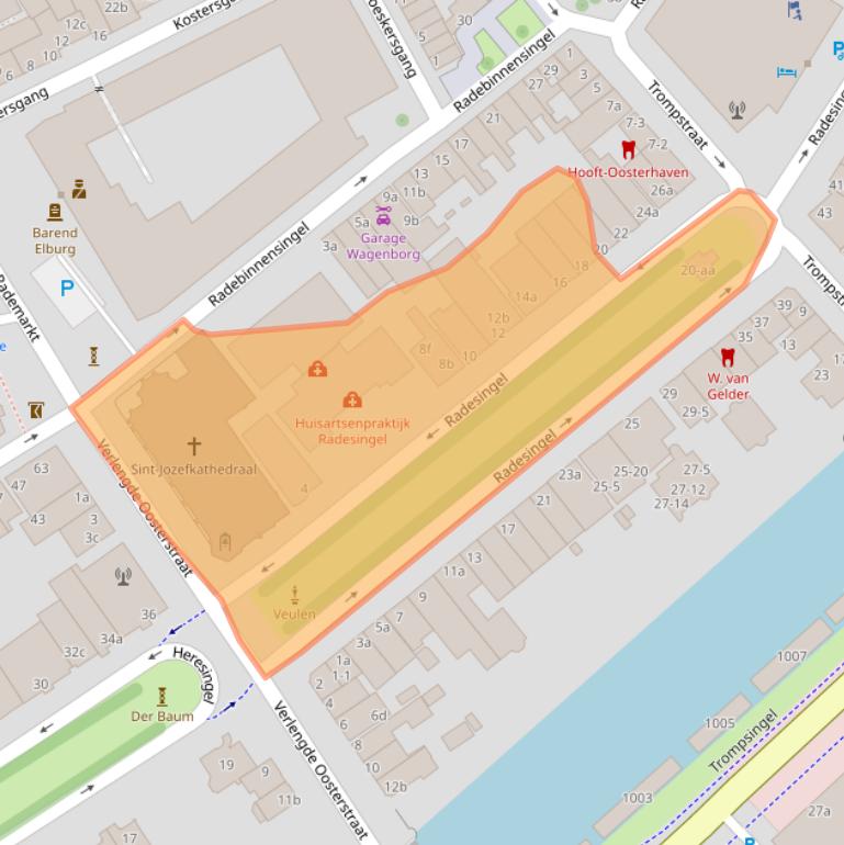 Kaart van postcodegebied 9711EJ.