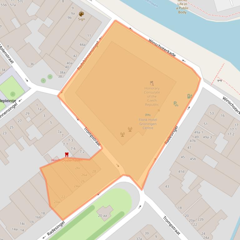 Kaart van postcodegebied 9711EK.