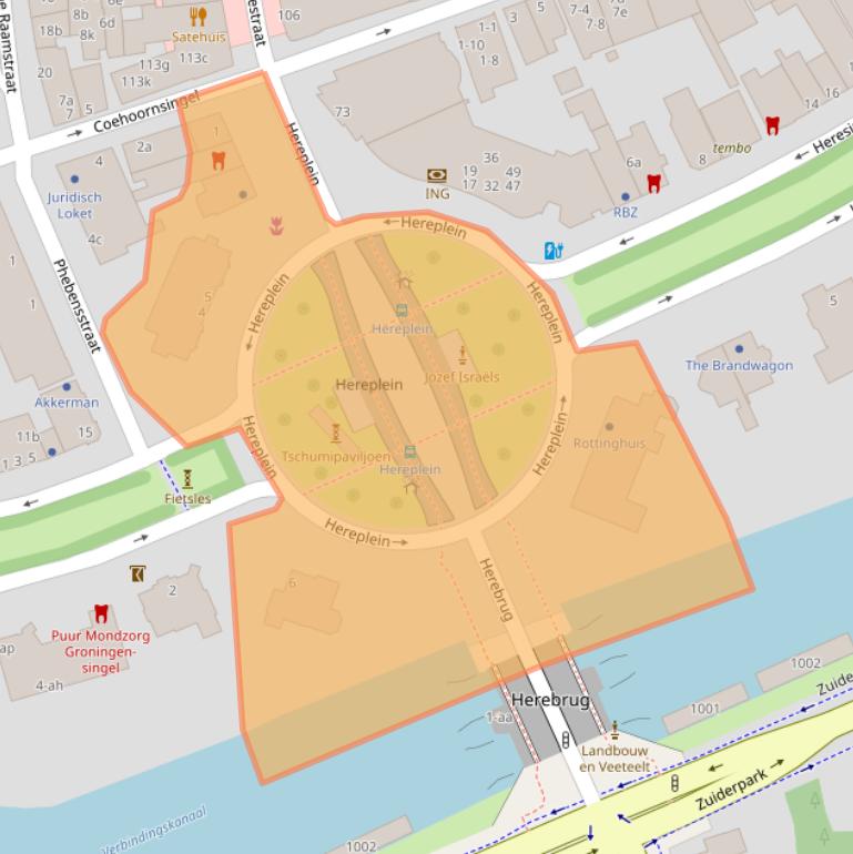 Kaart van postcodegebied 9711GA.