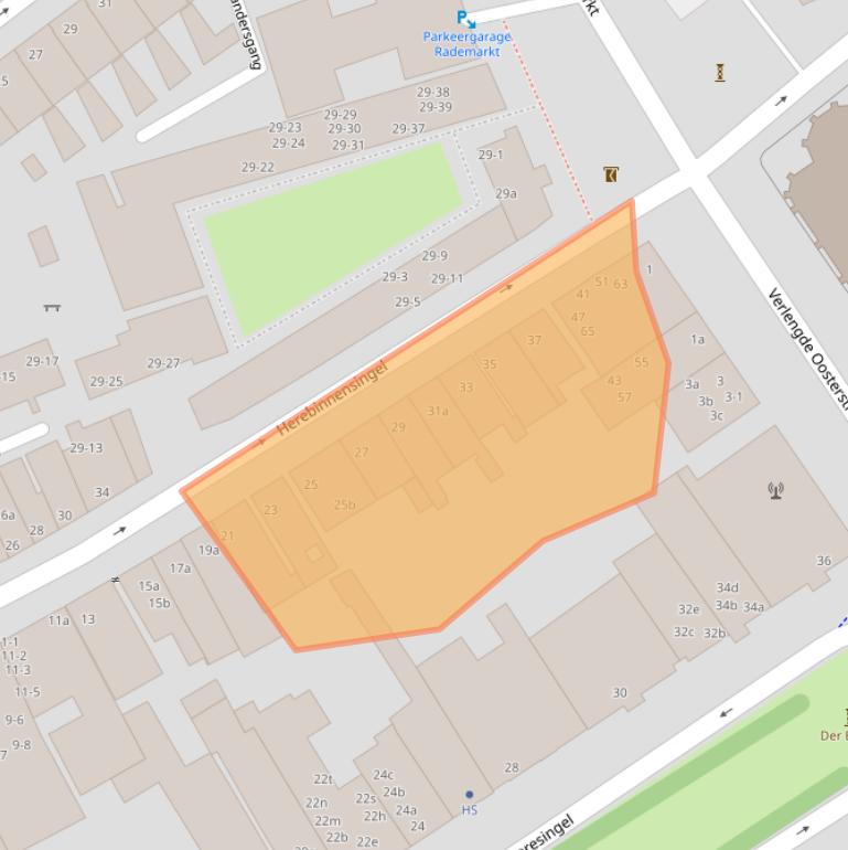 Kaart van postcodegebied 9711GG.