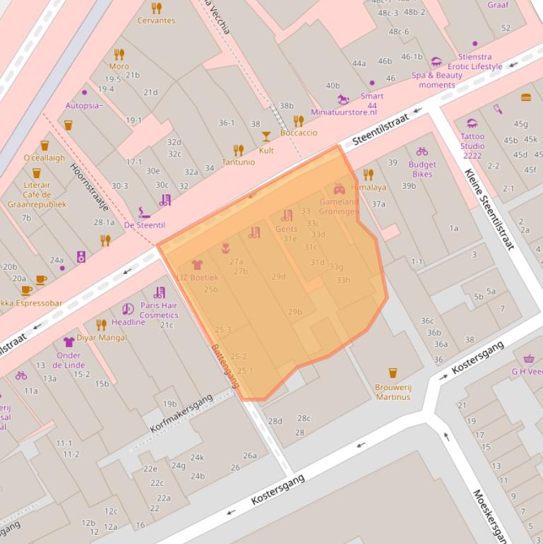 Kaart van postcodegebied 9711GK.