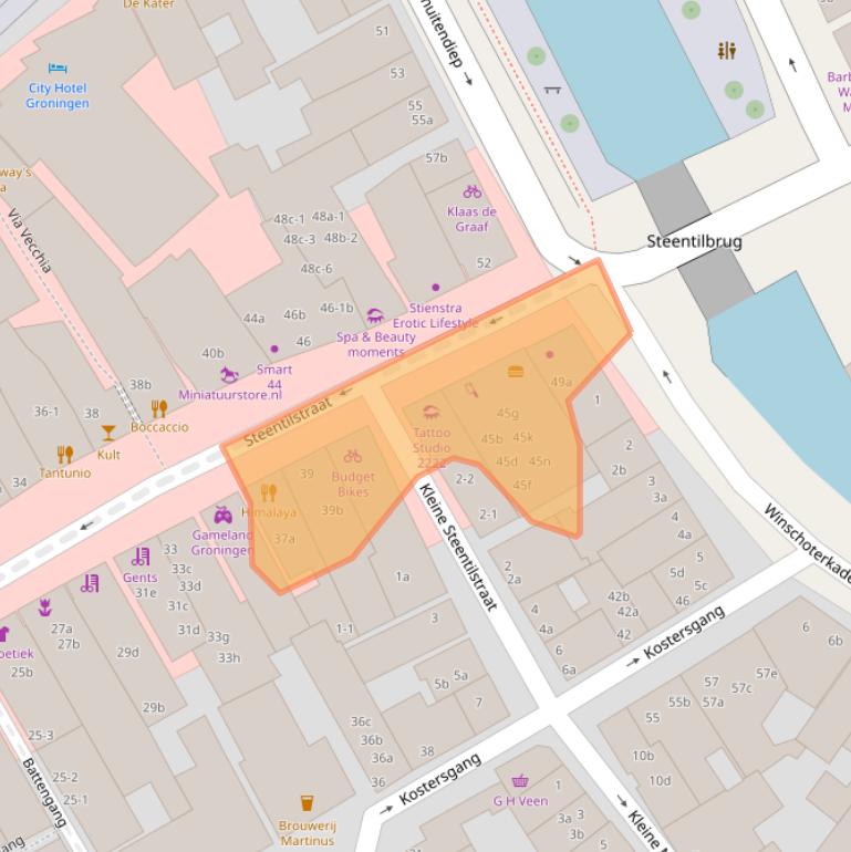 Kaart van postcodegebied 9711GL.