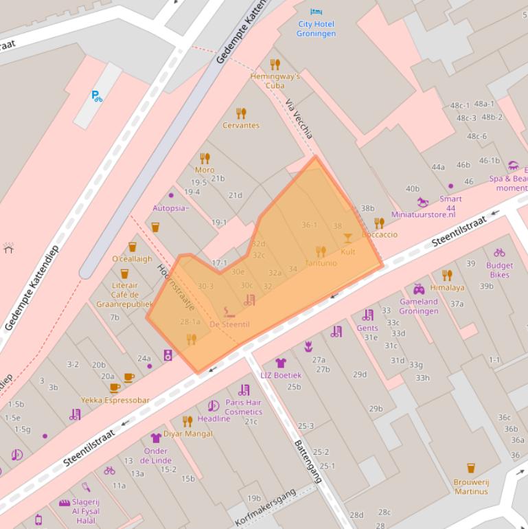 Kaart van postcodegebied 9711GN.