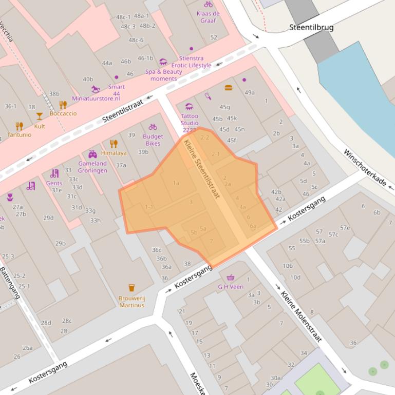 Kaart van postcodegebied 9711GR.