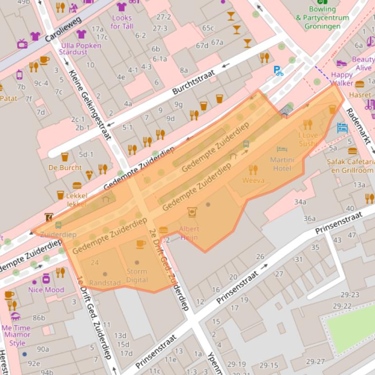 Kaart van postcodegebied 9711HG.