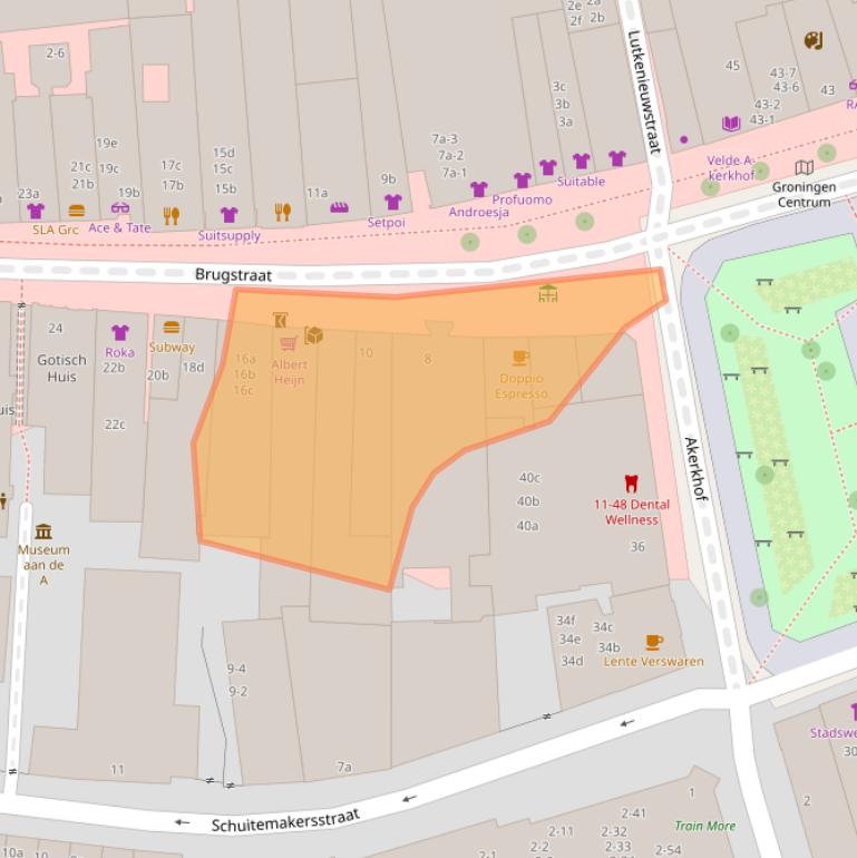 Kaart van postcodegebied 9711HX.