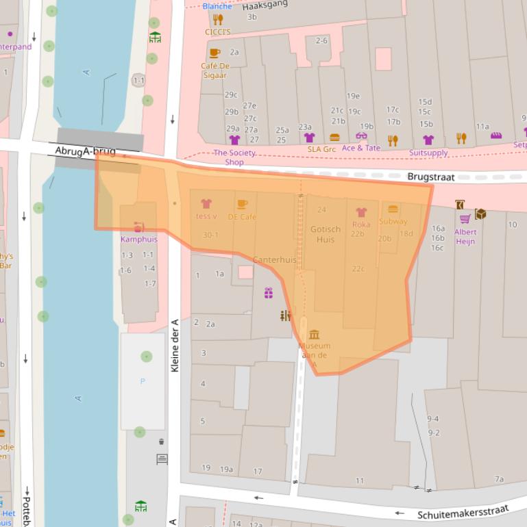 Kaart van postcodegebied 9711HZ.